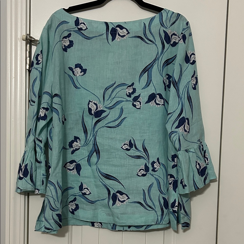 Charter Club Teal Linen Blouse - Picture 4 of 4